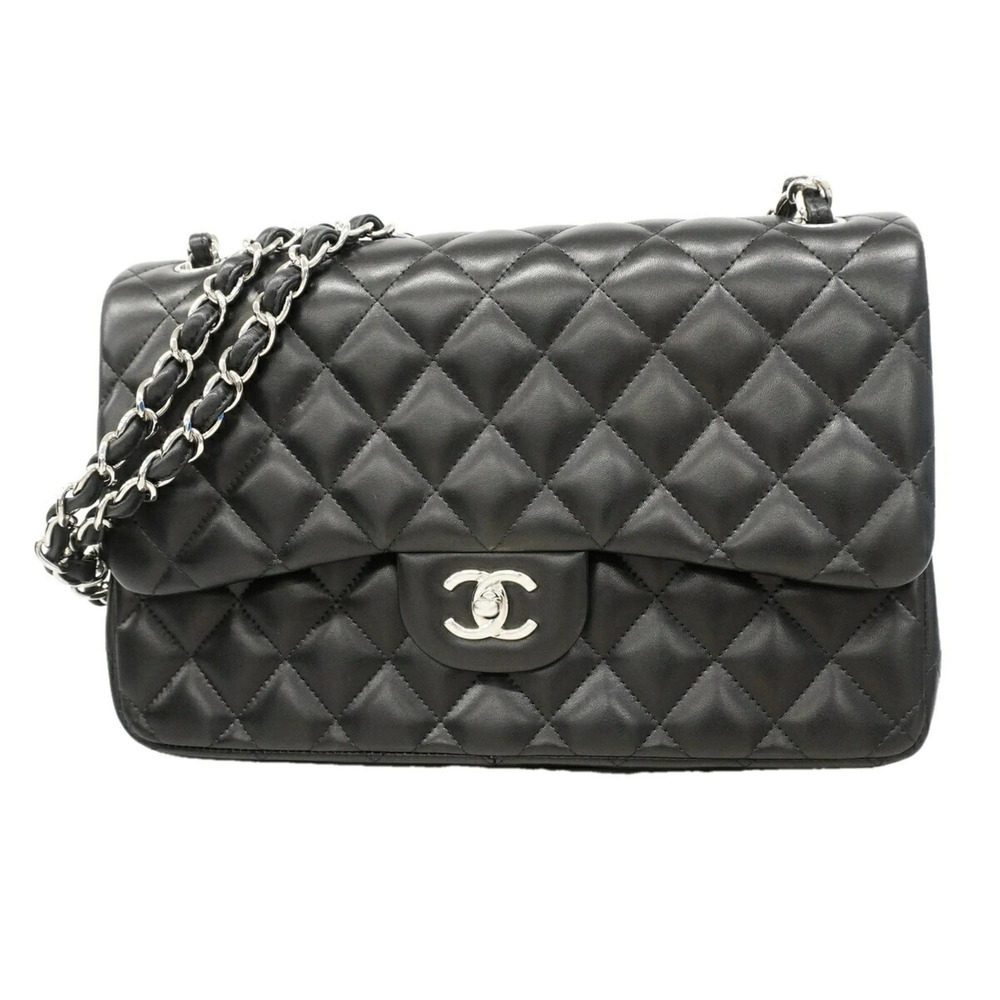 Chanel Shoulder Bag, Large Matelassé, Double Flap, Chain, Lambskin, Black, Wo...